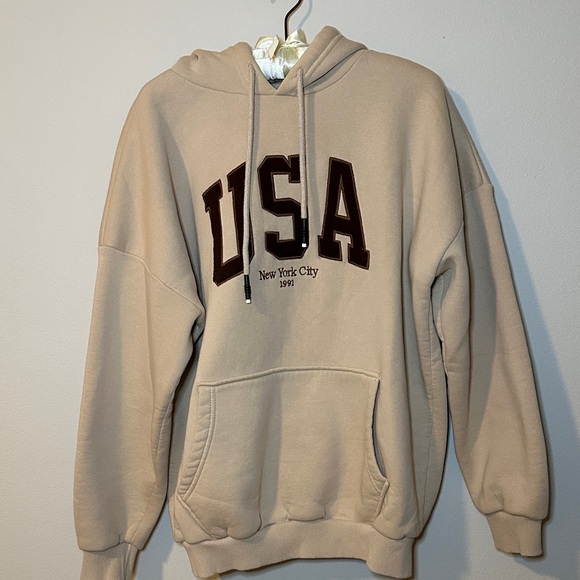 Other - Beige USA New York City Hoodie Unisex - Perfect For 4th Of July